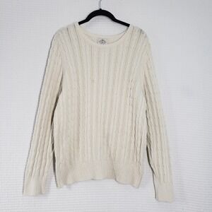St Johns Bay Cable Knit Sweater Womens XL Ivory Long Sleeve Pullover Preppy Cozy